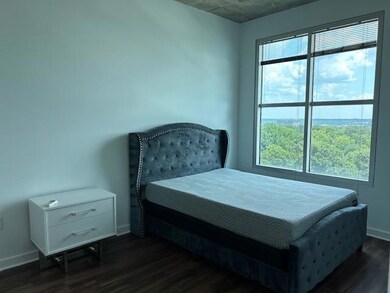 Bedroom featuring dark wood-style floors and multiple windows