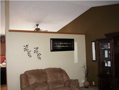 The vaulted ceiling adds so much style to this hom
