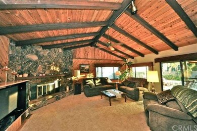 Huge family room, stone fireplace