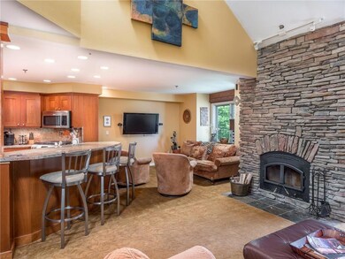 The stunning stone fireplace...