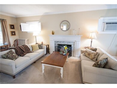 Wood burning fireplace in the living room.