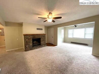 The dining area flows nicely into the living space