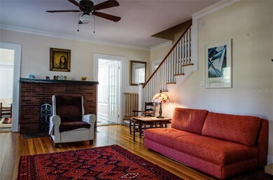 Living room. Wood burning fireplace.