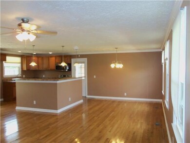 View of the kitchen and dining room area.