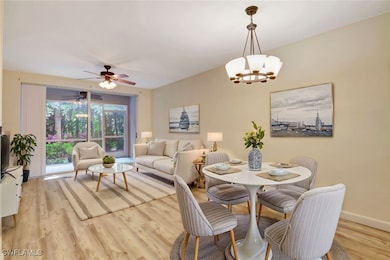 Dining room featuring light wood-style flooring, c
