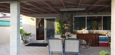 Looking onto patio from yard