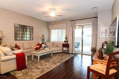 Large Family Room with Wood Tile Floors
