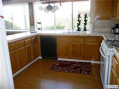 Gourmet kitchen with enormous counters and bright 