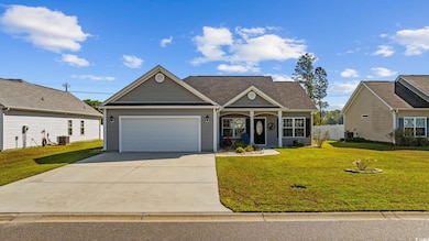 View of front of house featuring concrete driveway