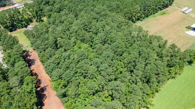 Aerial view of property's location featuring a heavily wooded area