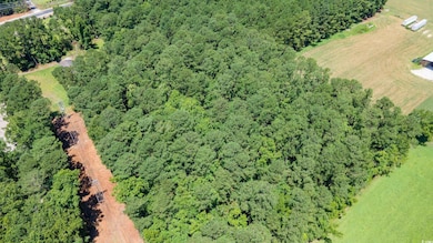 Aerial view of property's location featuring a heavily wooded area