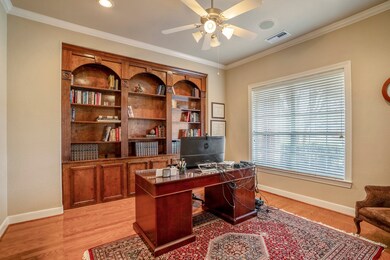 French doors lead into a huge study at the front o