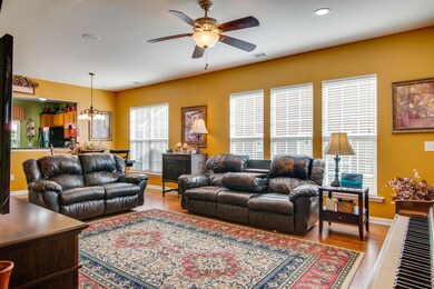Living room with hardwood floors. 