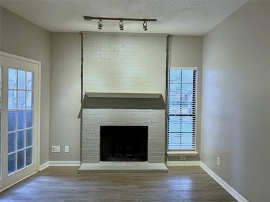 Wood burning fireplace.