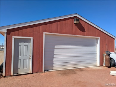 View of detached garage