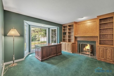 Den with fireplace