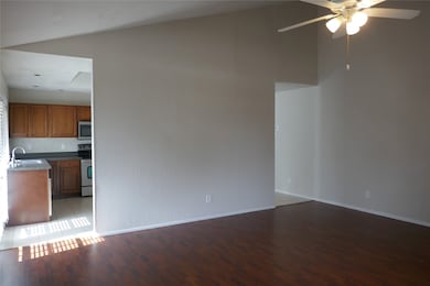 View into kitchen from family room