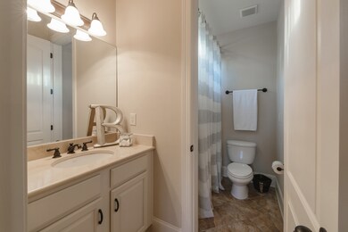 Guest suite bathroom is spacious and private