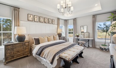 Primary suite with decorative feature wall