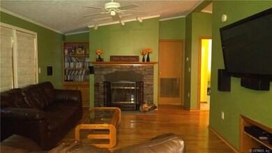 View of the family room from the kitchen.  Built i