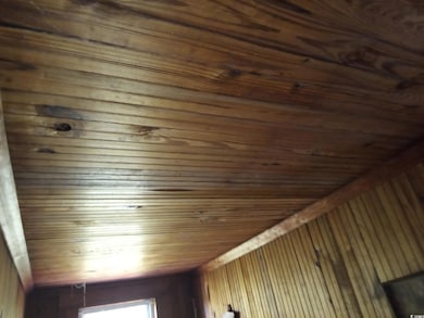 Detailed view of wooden ceiling and a sauna / steam room