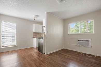 Kitchen with dark wood-style flooring, dark count