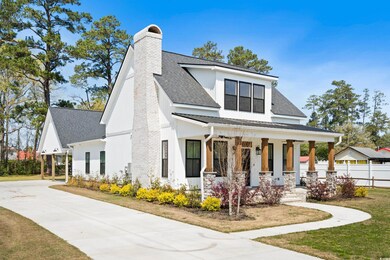 Modern farmhouse with board and batten siding, dri