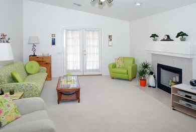 Spacious family room with french doors