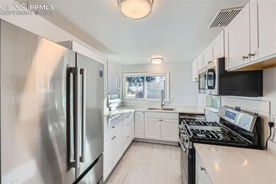 Kitchen featuring backsplash, white cabinetry, sin