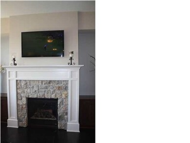Living room fireplace.