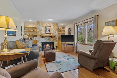 Family Room with Stone Fireplace