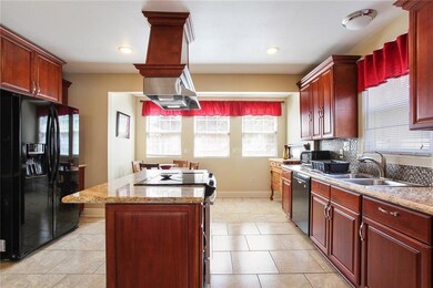 Kitchen with view of back yard