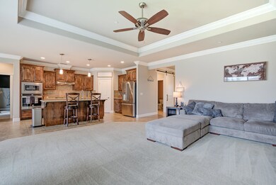 Family room with view to kitchen
