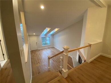 Looking down to living room