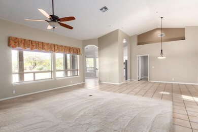 Great Room into Dining and Kitchen