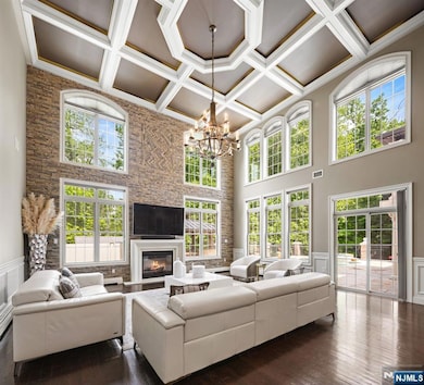 Soaring Great Room with Coffered Ceiling