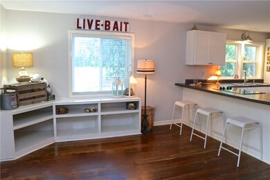 Corner built-in's wired for TV- breakfast bar