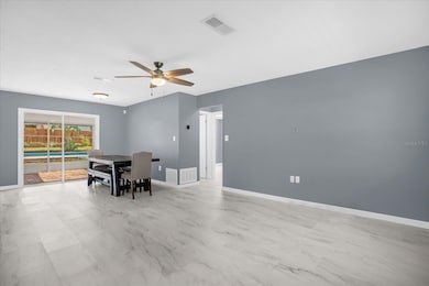 Living room and dining room