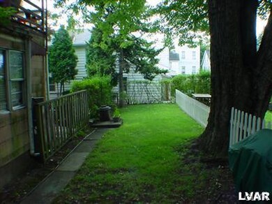 View of back yard from kitchen door