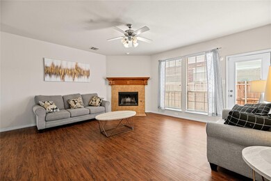 Living room featuring dark hardwood / wood-style f