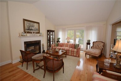 Cathedral ceilings in sun soaked living room.