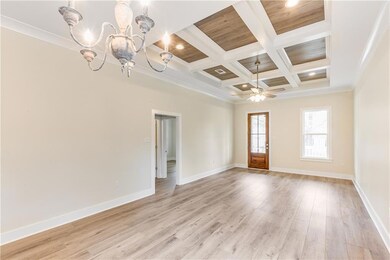 Living Room with Coffered Ceiling