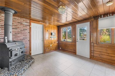 dining space with wood burner