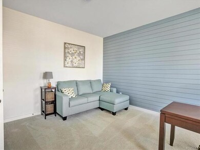 Home Office- Painted Ship Lap Accent Wall, Carpet,