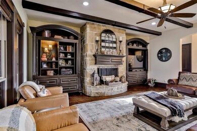 Beautiful brick fireplace in the living room will keep you warm all winter