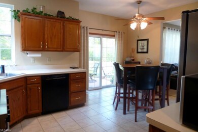 The eating area provides a slider to the deck.
