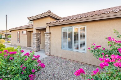 Walkway flanked by bougainvillea