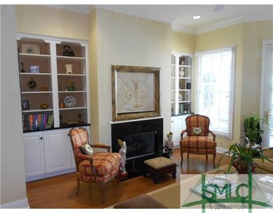 Living Room. Gas fireplace with bookcases