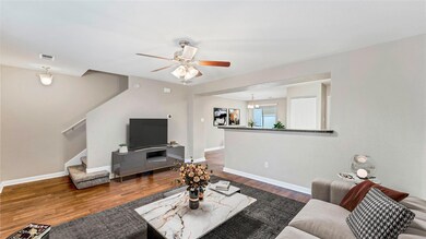 Living room featuring wood finished floors, ceili
