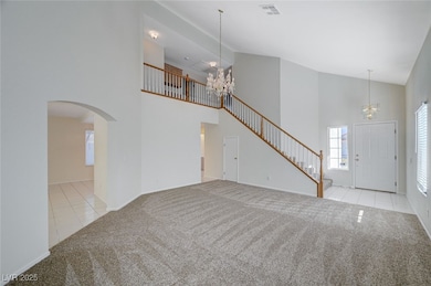 Living room with view of staircase